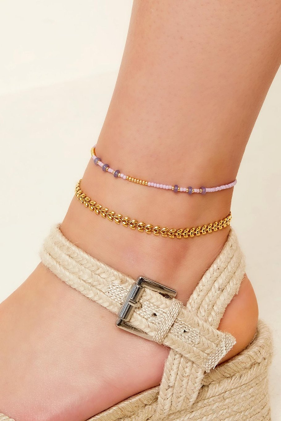 Anklet leafs Gold Color Stainless Steel Picture2